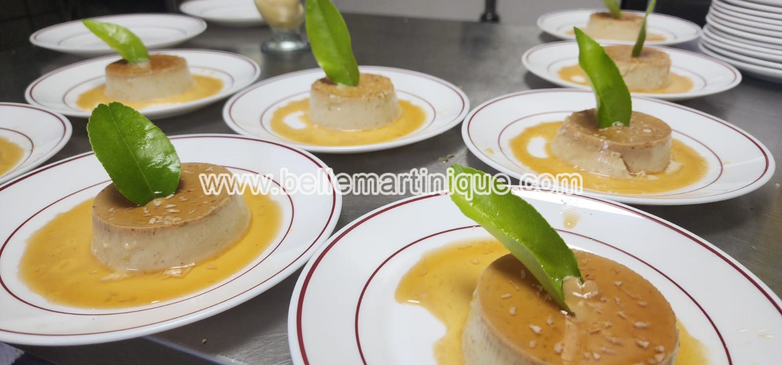 Flan coco passion basilic (Cheffe Yanic MALIDOR – Restaurant La Chaudière – Morne Rouge)